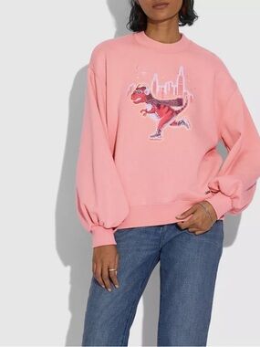 Coach Pink Graphic Rexy Crewneck Sweatshirt